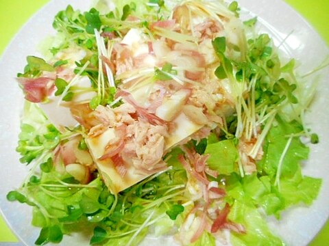 豆腐とツナみょうがカイワレ大根のサラダ